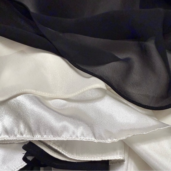 BELSOIE 4 Black Chiffon Sheer Panels Overlay Midi Evening Cocktail Dress Size 4 - Picture 13 of 15